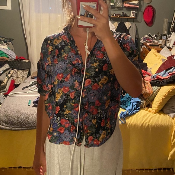 floral collared button up - Picture 1 of 7